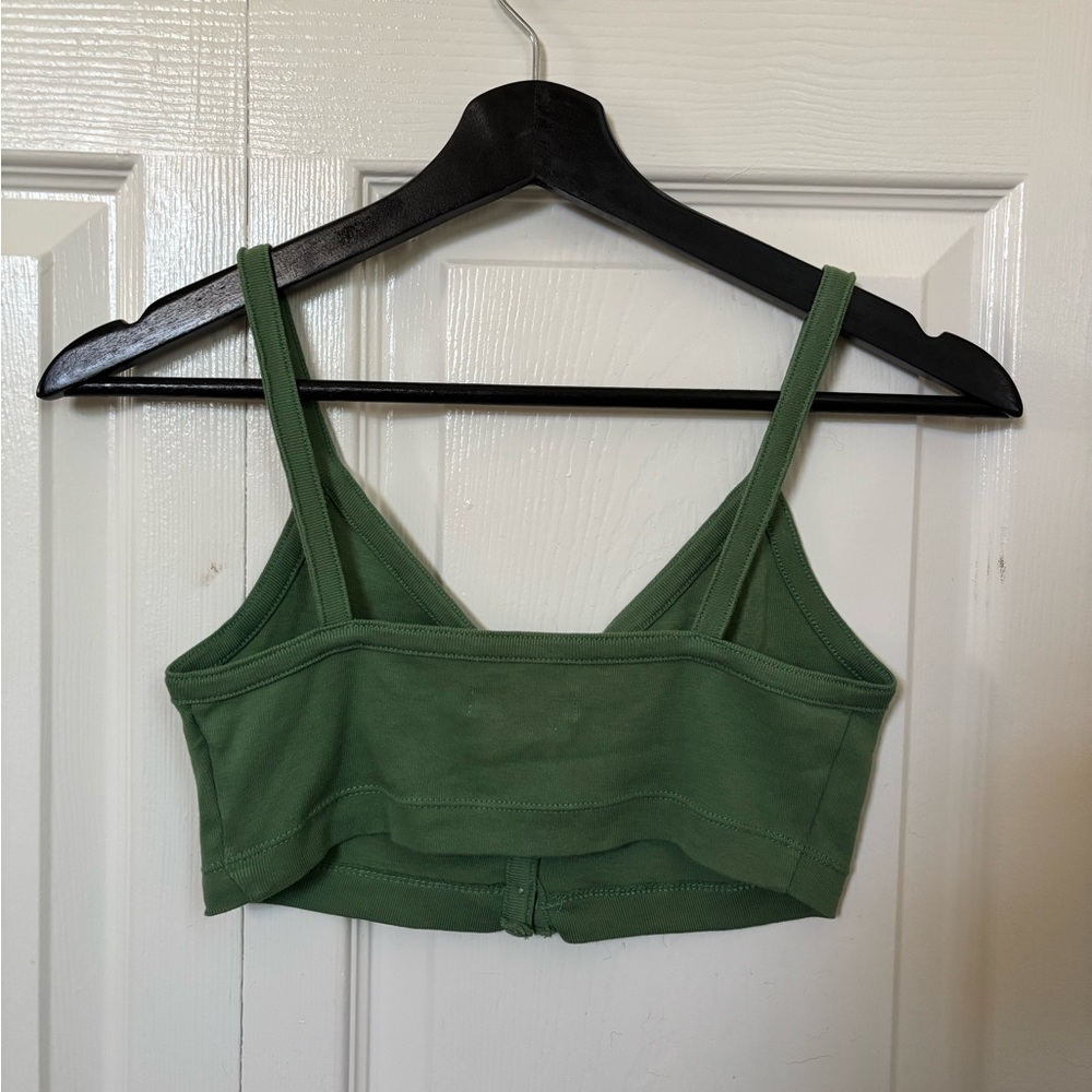 Madewell V Neck Button Front Crop Tank XS Green $35 - Picture 2 of 7